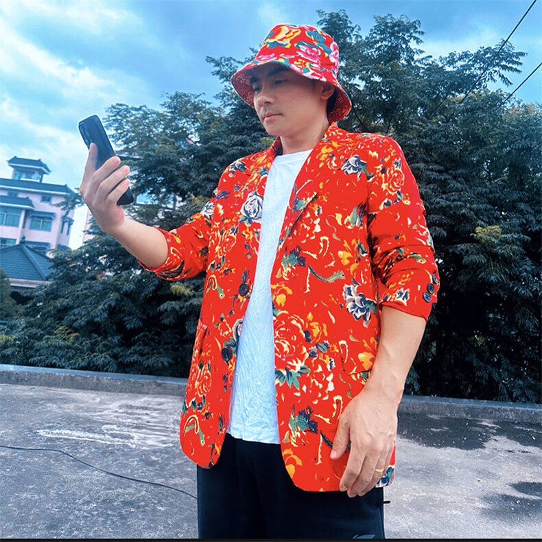 RS1高质量东北大花休闲喜庆伴郎结婚团队表演出服大码风潮男,男装西服,星座115A-2