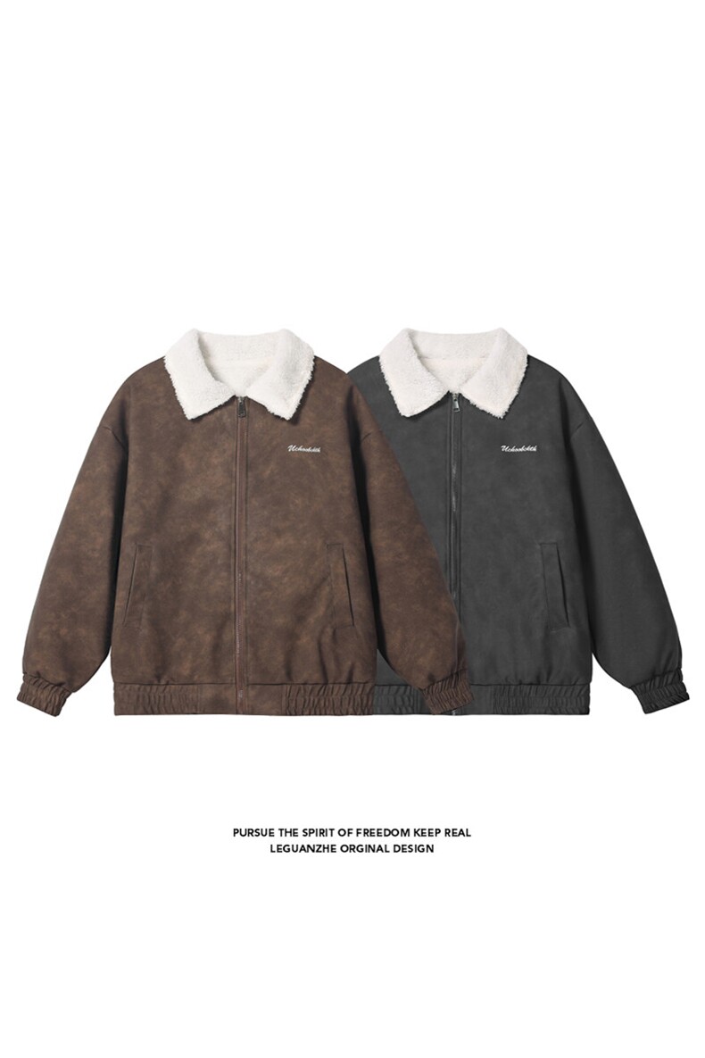 2024冬季新款港风白底大码加绒皮棉衣M-5XHM24998-特P75,男装棉衣,电商A022