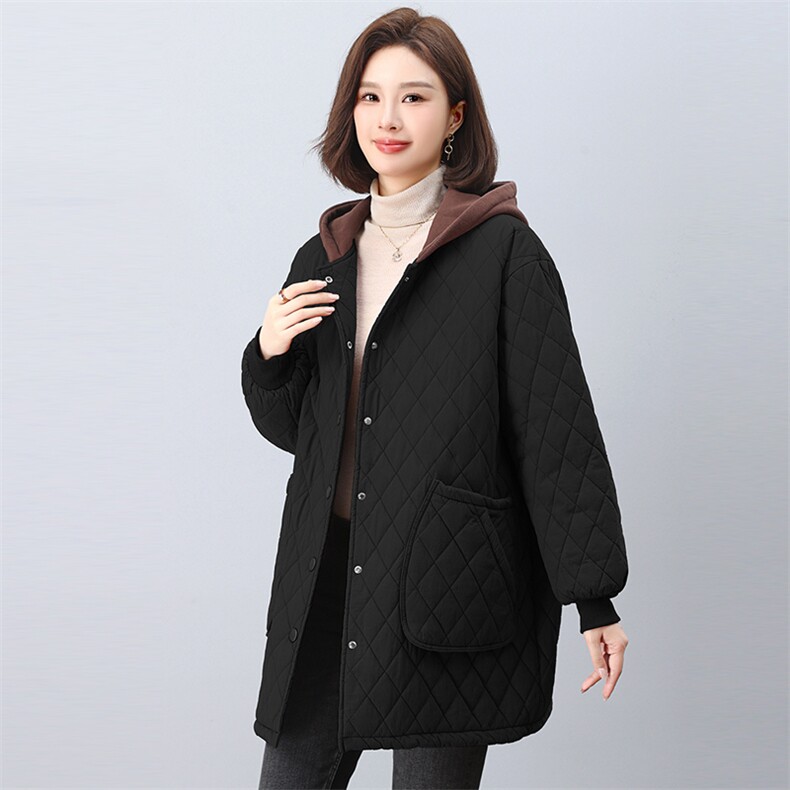 时尚保暖女款棉服冬季加绒加厚外套修身显瘦长款棉衣,女装棉衣/棉服,悦见她