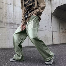 vibe风裤子高街男复古牛仔裤美式oversize西海岸阔腿裤N0334-p45，男装牛仔裤，星座1008-1