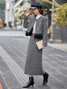 现货！重工烫钻小香风套装裙女2025秋冬新款轻奢外套半身裙两件套图片