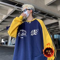 抖音得物供货提供视频秋冬重磅美式宽松织带圆领卫衣07168，男装卫衣，电商A486