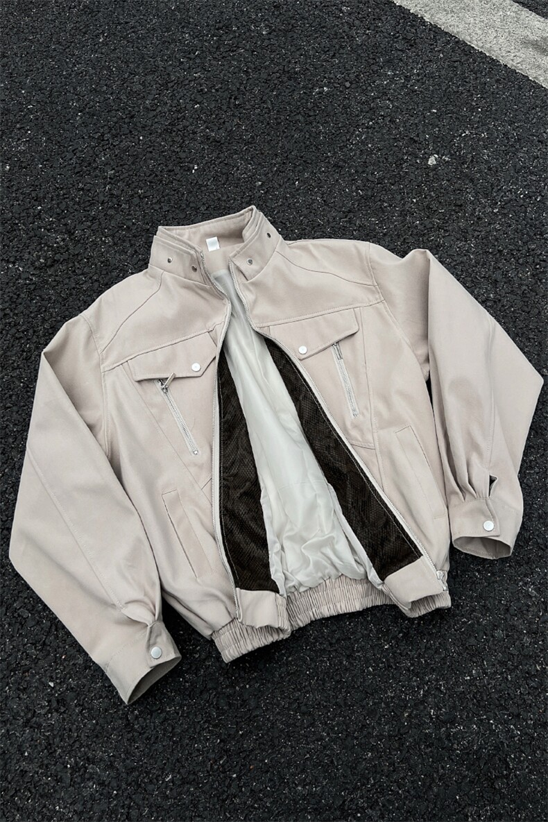 网图慎用复古座山蟒飞行员夹克潮牌立领外套XZ514-2-JK33-P75,男装夹克,星座514-2(原B239)