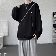 WY10152-特P45控78小众撞色拼接破缝假两件大码男大码情侣卫衣，男装卫衣，电商A059