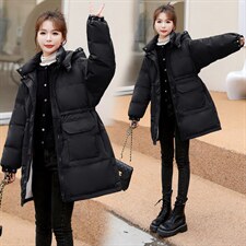 羽绒服女冬季2021新年红圣诞时尚修身过膝冬中长鸭绒品牌外套，女装羽绒服，意芙