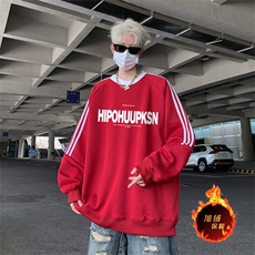 抖音得物供货提供视频秋冬重磅美式宽松织带圆领卫衣0320，男装卫衣，电商A486