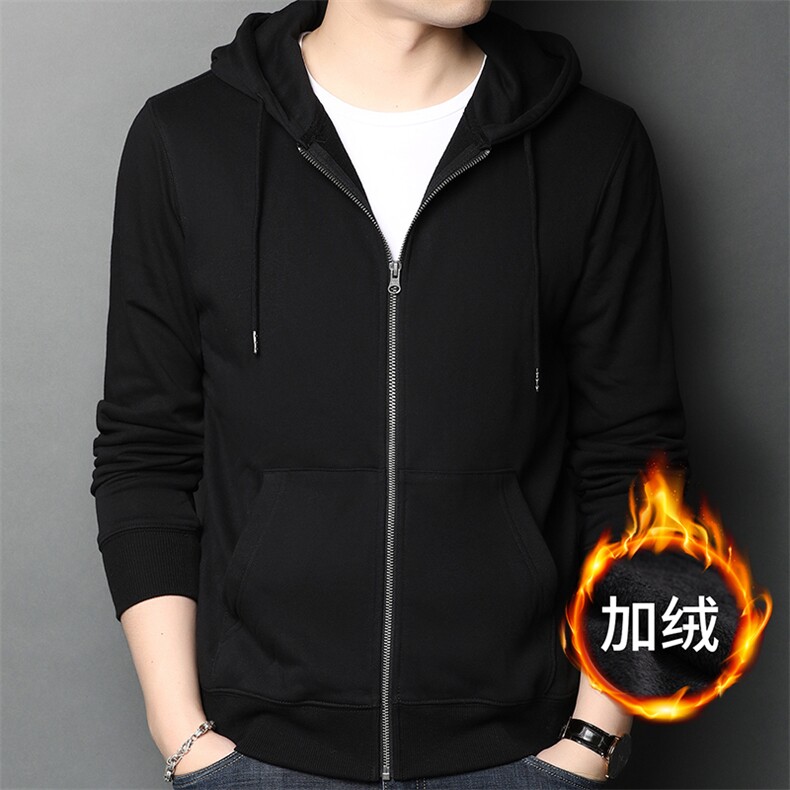 F6068H钱塘2020-1加绒加厚长袖T恤男士休闲百搭连帽卫衣开衫P79,男装T恤,钱塘207-1