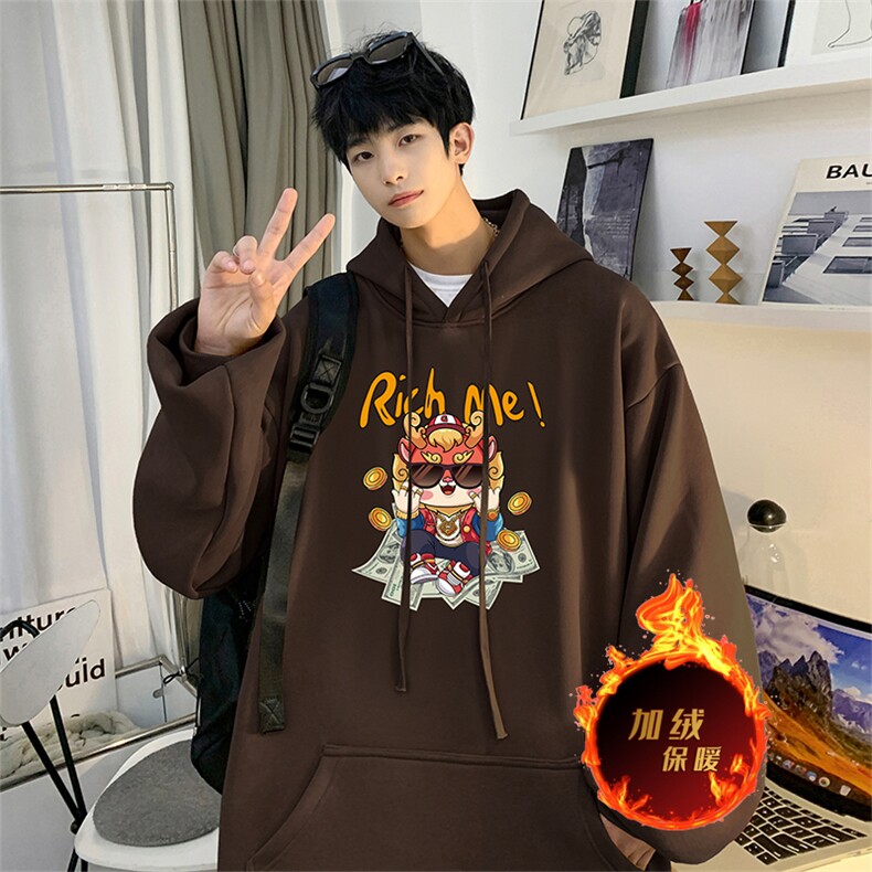 龙年卫衣冬季美式加绒加厚卫衣外套DL1737常规特P35加绒特40,男装卫衣,电商A486