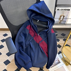 694-P54美式重磅解构连帽卫衣秋冬潮牌设计拼接宽松高街开衫，男装卫衣，电商B323A