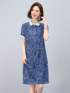 2025年夏季优雅气质碎花娃娃领时尚休闲碎花连衣裙图片