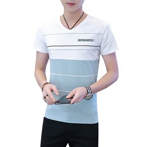 款5025男士短袖t恤V领韩版潮流个性半袖修身体桖夏装潮牌图片