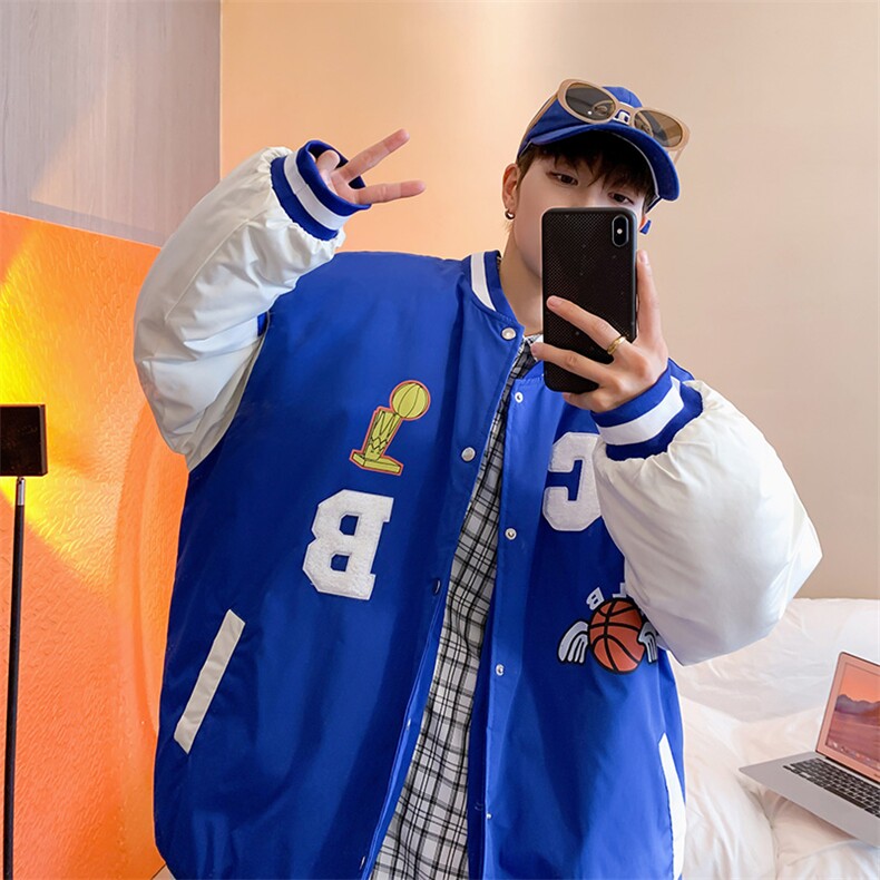 2025冬装开衫棒球服夹克棉衣男棉服女宽松棉袄外套3331-P80控118,男装夹克,星座207