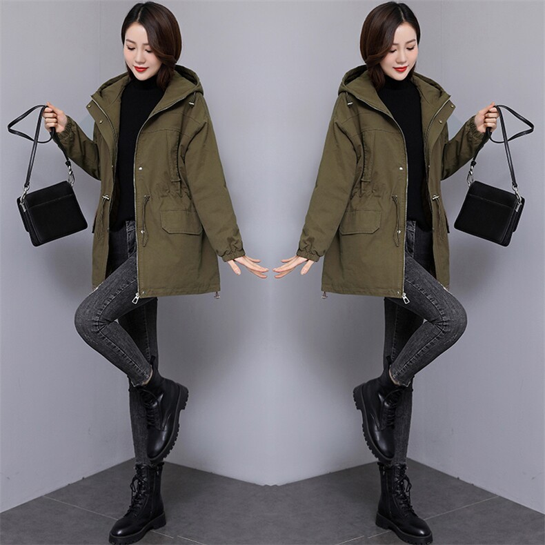 有现货.派克服女2025年新款冬装加绒棉服短款加厚工装外套,女装风衣,依万里
