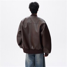 抖音得物高品质美式高街复古老钱风PU皮夹克外套男女短款机车皮衣，男装夹克，电商A486