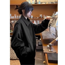 XZ436-P68美式麂皮绒立领飞行员夹克男女春季新款情侣装休闲风，男装T恤，电商B323A