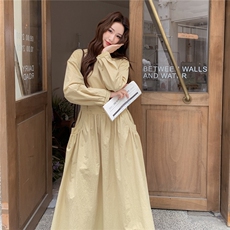 【现货】数据好圆领中长款风衣连衣裙腰带款2C327-9910P150控230，女装连衣裙，2C327