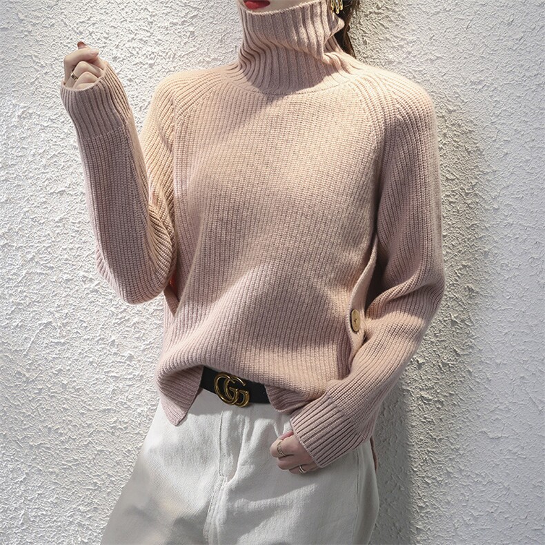 半高领打底衫女2024新款内搭显瘦软糯百搭纯色针织衫,女装羊毛衫,亿东羊绒