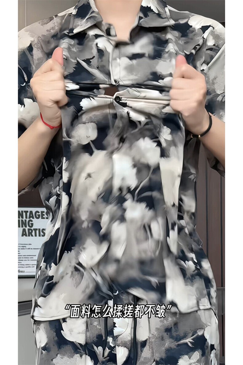 短袖衬衫男+短裤男套装男100%聚酯纤维M-5XL大码TZ78723P50控98,男装牛仔裤,星座226-1