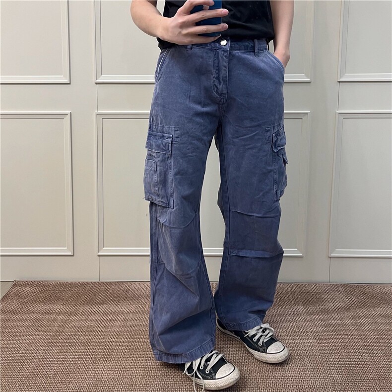 2025新款优雅法工蓝NewVintage重工水洗做旧宽松Baggy阔腿工装裤，男装工装外套，星座506A