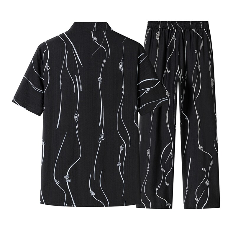 男士夏季风汉服棉麻透气舒适复古开衫唐装两件套HO6930-P65,男装民族服装,星座1105-3