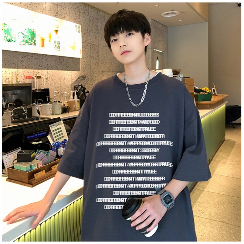 春夏新款重磅纯棉高街字母满印短袖M~5XLXZ604-DT220-P25控39,男装T恤,星座604