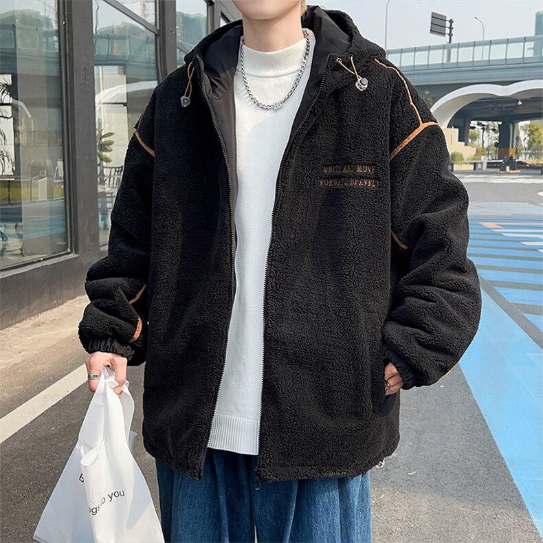 冬季宽松连帽保暖棉衣美式ins潮牌羊羔绒棉衣外套男W8035-P58,男装棉衣,星座512-4