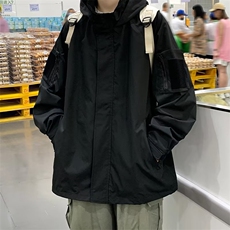 现货魔术贴冲锋衣男潮牌户外连帽外套ins潮流宽松夹克W5721-P60，男装夹克，星座512-2