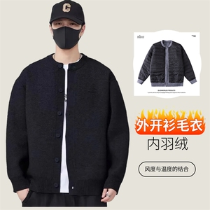 现货款现货毛衣羽绒服新品种老钱风时尚抗起球毛衣外套羽绒图片