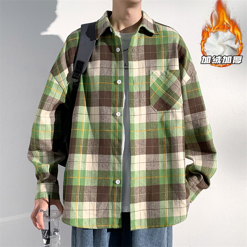 2025HC23590加绒光影墙北极绒长袖衬衫M-5XHC24864-P55，男装衬衫，电商A022