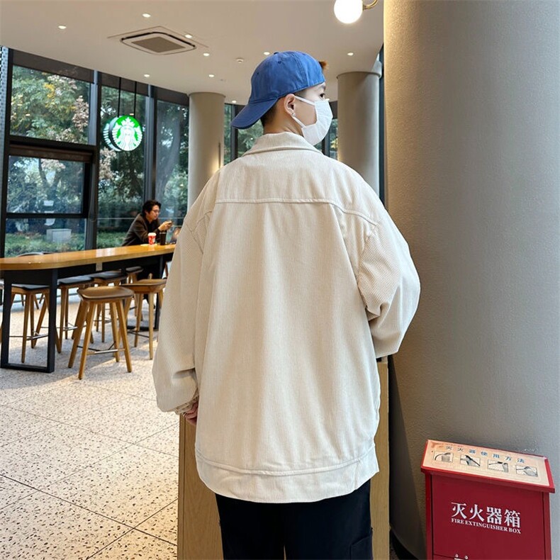 拼接灯芯绒外套美式风潮痞帅潮牌复古高级休闲宽松翻领夹克JKA82,男装夹克,星座516A