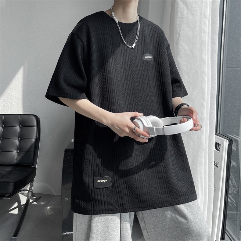 7XL-M高街美式垂感短袖T恤男2023夏季新款胖子宽松体恤加肥加大,男装T恤,钱塘717(原712)