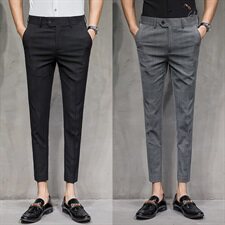 格子九分裤男韩版潮流修身夏季男士休闲裤9分男裤子西裤ZD96，男装西裤，星座1904A