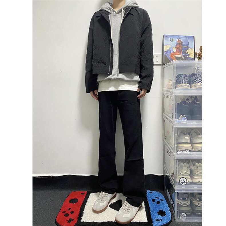 牛仔裤男高街微喇裤子黑色休闲长裤A080-9601-常规P40,男装牛仔裤,电商A080