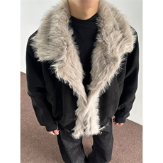 潮流冬季新款复古做旧座山雕棉服男女宽松解构磨毛高级感毛领外套，男装棉衣，星座506A