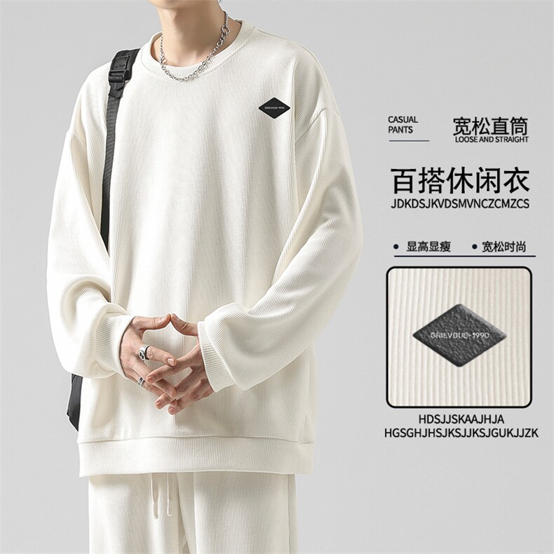 秋季日系潮牌圆领长袖卫衣男士宽松有型卫衣TW992-特批-53图片