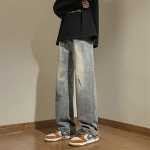 设计感复古直筒牛仔裤潮牌男款春秋oversize美式高街vibe阔腿裤子图片