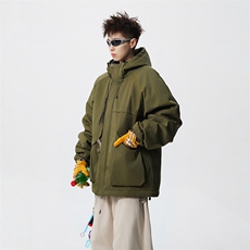 现货5W件冬季三防美式boxy解构连帽雪山冲锋衣棉衣男女棉服厚外套，男装夹克，电商A486