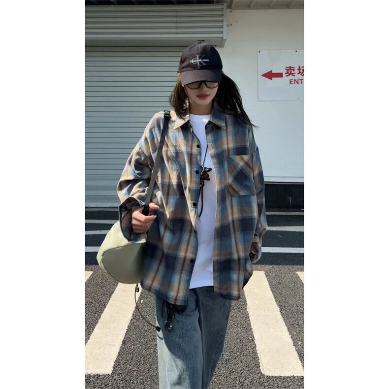 【25春现货主推】CS7130-P38特控68纯棉大款宽松格子衬衫外套,男装衬衫,电商D232