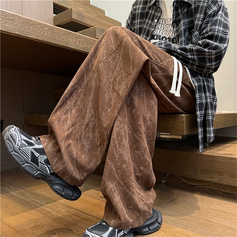 K2488批45控68灯芯绒裤子男款美式宽松直筒裤休闲裤男裤阔腿裤，男装休闲裤，电商D229A