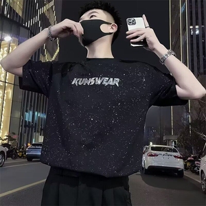 2025年潮牌帅气亮片满天星短袖T恤男士夏季图片