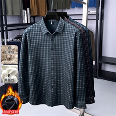 2025新款男秋冬保暖衬衫山羊绒商务长袖无痕抗皱爸爸装衬衣，男装衬衫，钱塘723
