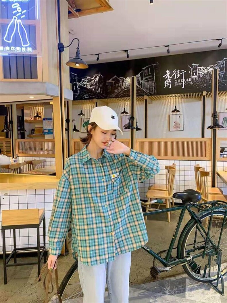 格子衬衫百搭款，女装衬衫，紫葡萄