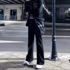 W10882-P38特批网图现货美式复古高街黑色微喇加绒加厚牛仔裤，男装牛仔裤，星座1608