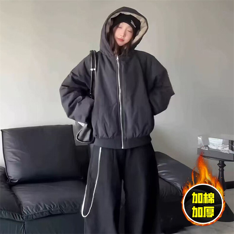 两面穿现货重磅短款座山雕棉衣男女双面穿毛毛绒棉服加厚外套,男装棉衣,电商A443