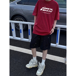 可48小时发货支持抖音得物来样二开美式满天星亮片短袖T恤MTX694