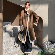 现货新款长款皮毛一体外套2C0958956P205K308，女装毛呢外套，2C095