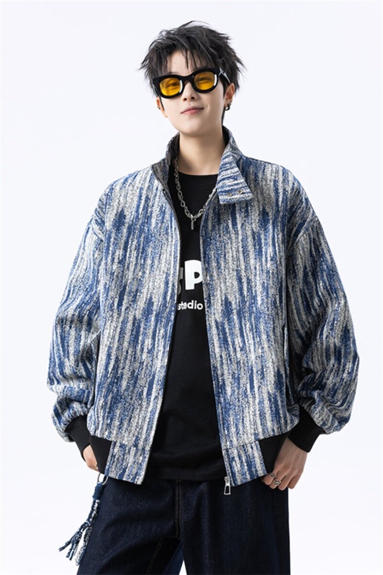 春秋扎染立领短款夹克男休闲外套美式潮牌上衣812-JK10-P88,男装夹克,星座812
