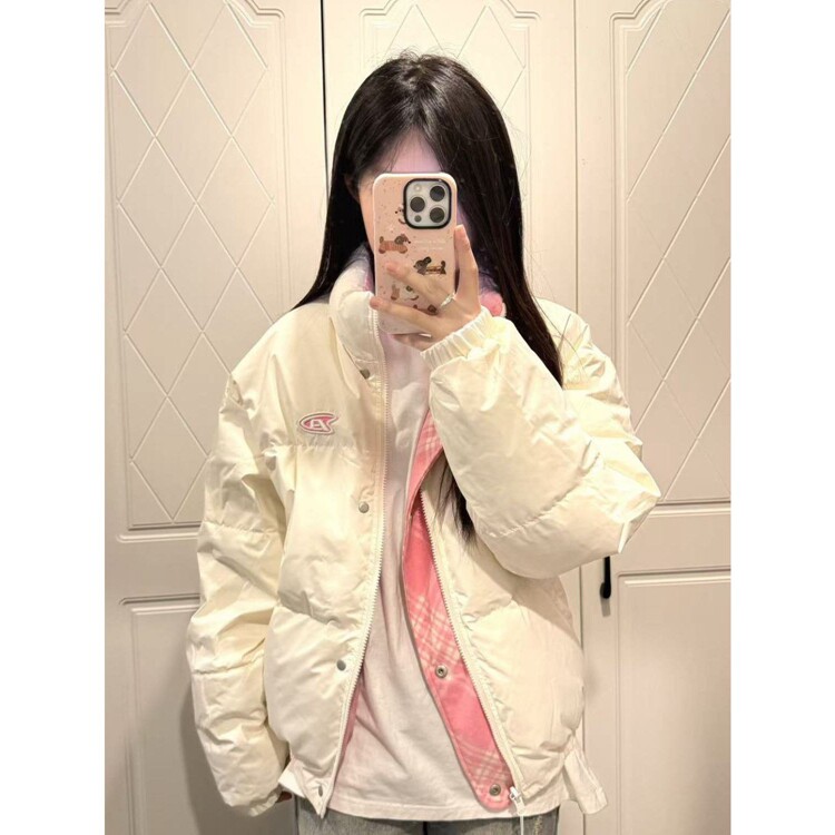 复古撞色两面可穿立领外套面包服女冬季新款ins百搭宽松学生棉服,男装棉衣,星座218-8