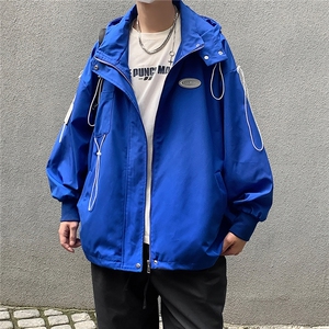 1克莱因蓝冲锋衣男外套男中性风宽松抽绳装饰连帽JK7569P75控99图片