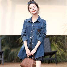 牛仔衬衫外套女2025新款春季宽松显瘦设计感早春小衫女装长袖衬衣，女装衬衫，丽影随形